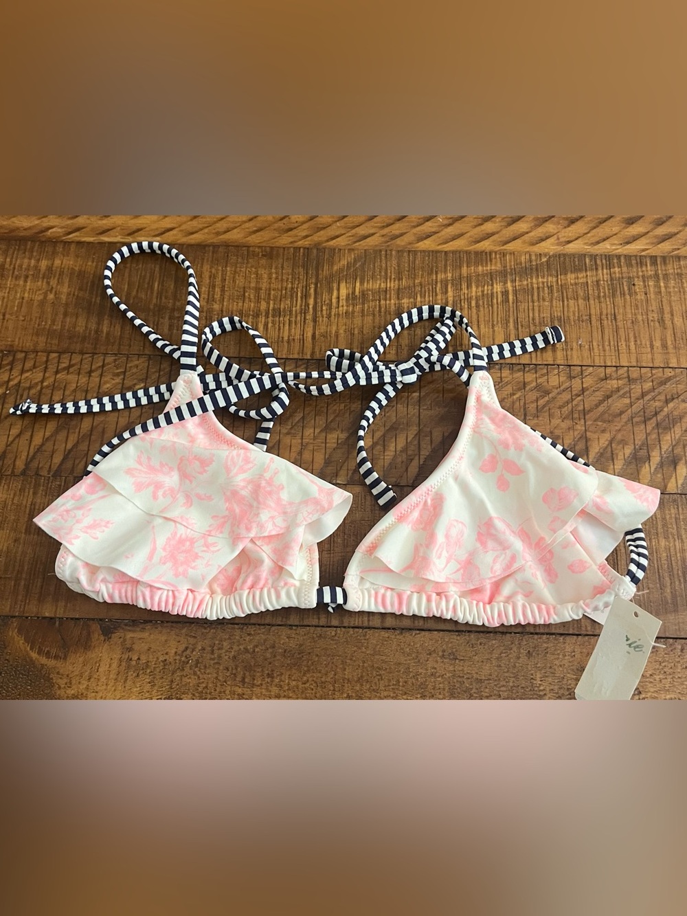 NWT Aerie Ruffle String Triangle Bikini Top in Pink - Size S